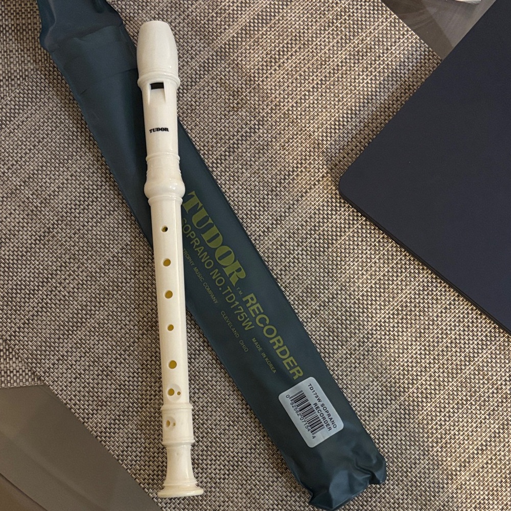 Tudor Cream Soprano Recorder with Case